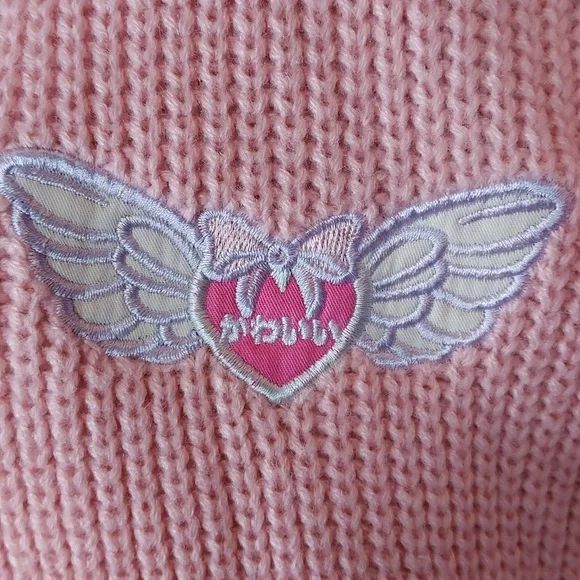 Hot Topic Pink & White Kawaii Wings Embroidered Long Sleeve Cardigan Size XL - Picture 5 of 9